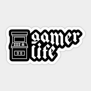 Gamer Life Arcade (white text) Sticker